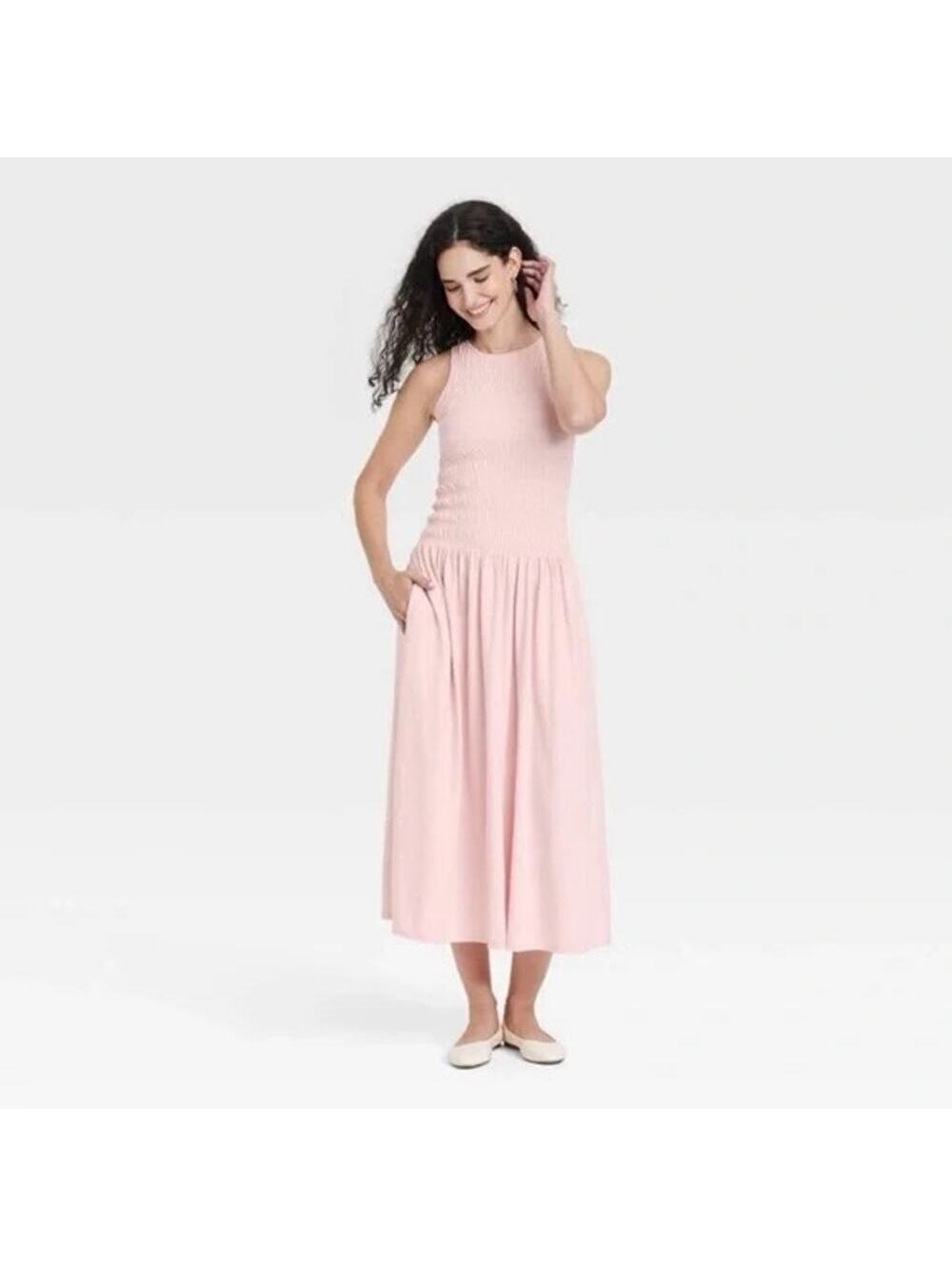 Universal Thread NWT Women's Pink Smocked A-Line Dress Size XS
